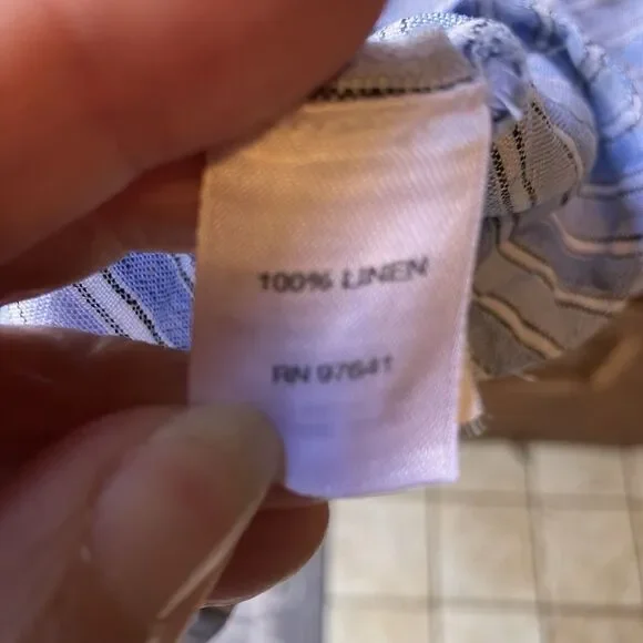 J Jill Love Linen Shirt Dress Women's Size Small Blue Striped Pockets EUC - Picture 7 of 8